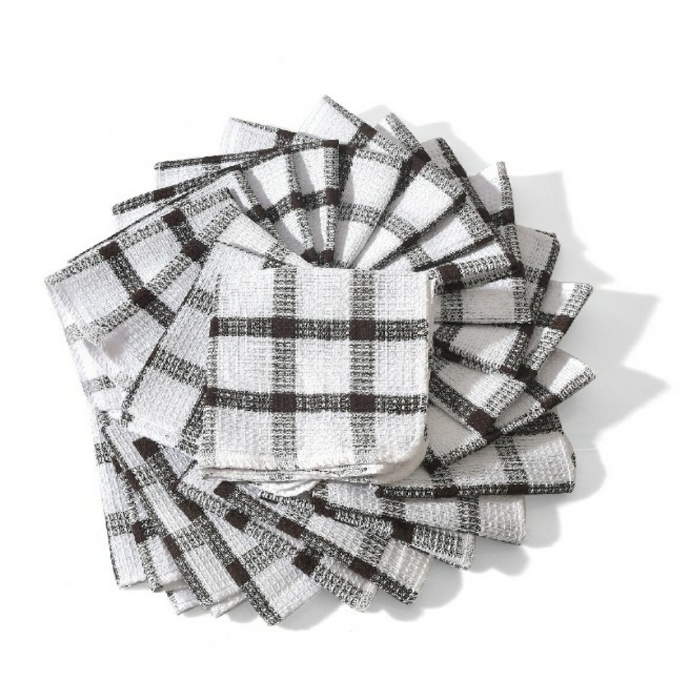 NWT Set of 18 Brown & White Dish Cloths